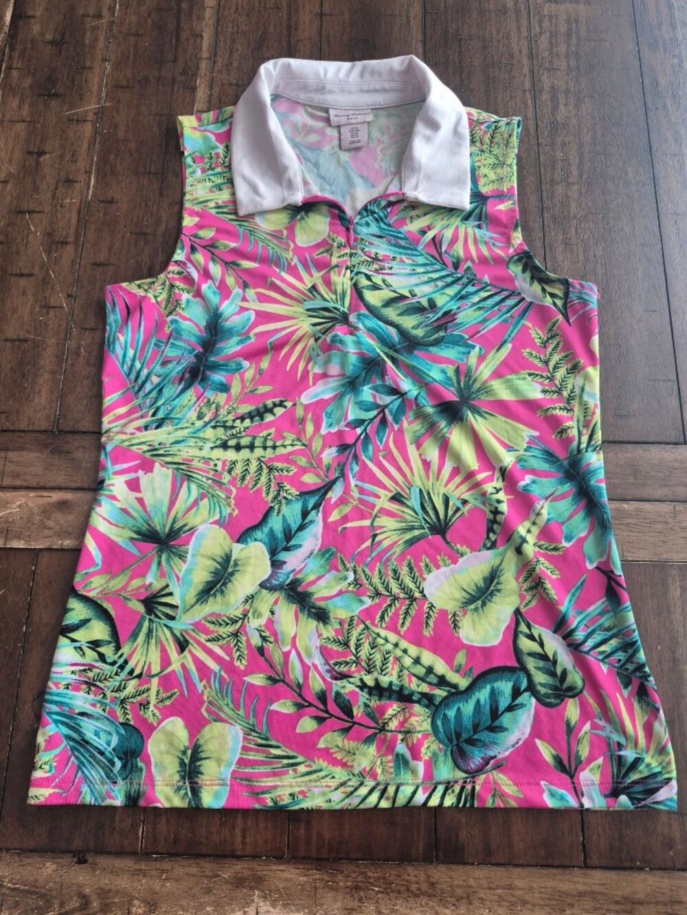Tommy Bahama Sleeveless Tropical Print Golf Polo Shirt S